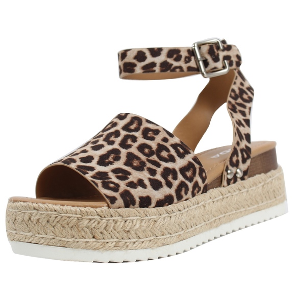 Shoes - Oat Cheetah Open Toe Halter Ankle Strap Espadrille